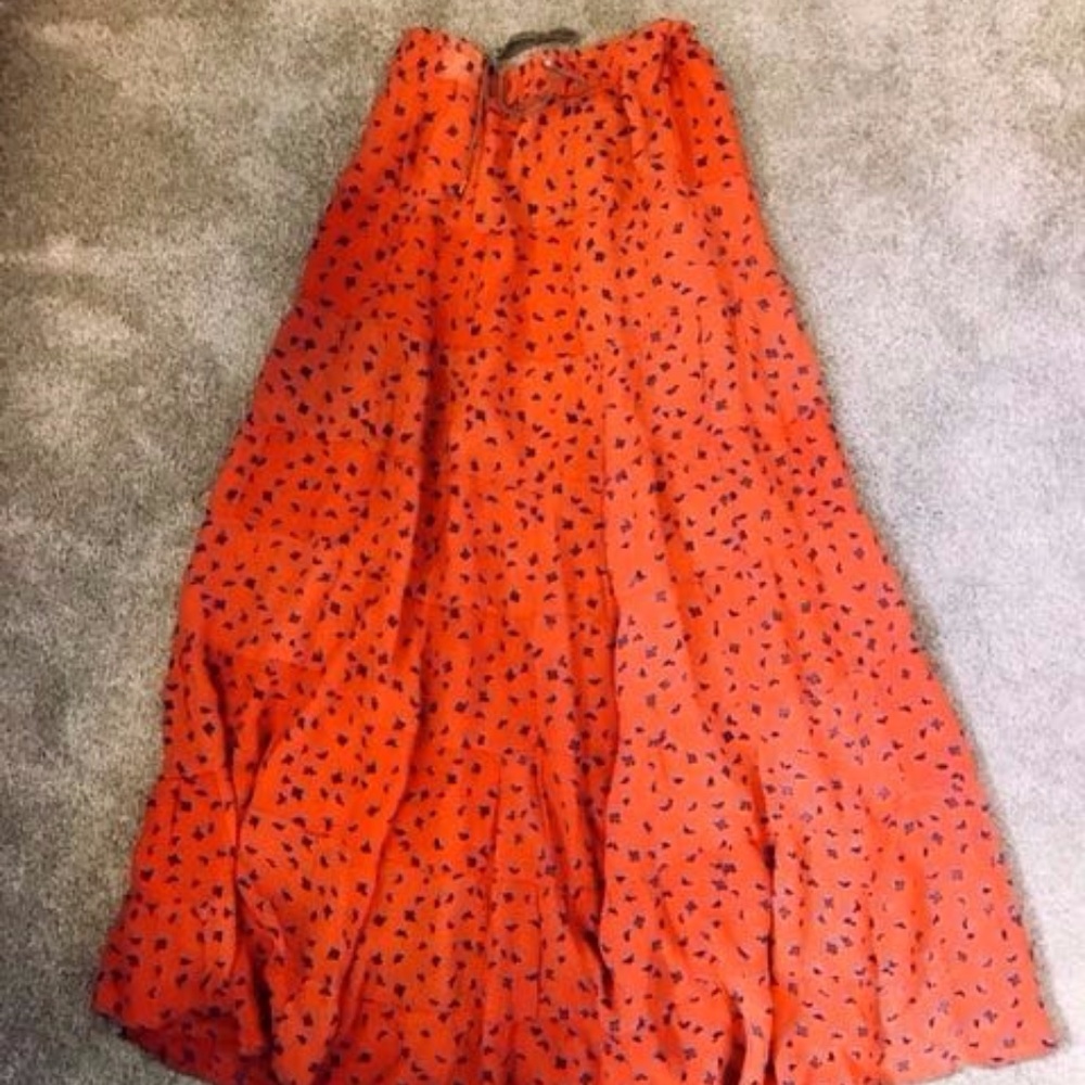 Colorful Orange Floral Hippie Skirt